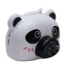 A whimsical panda camera toy in white and black, adorned with a pink nose, designed for creating bubbles and fun memories.